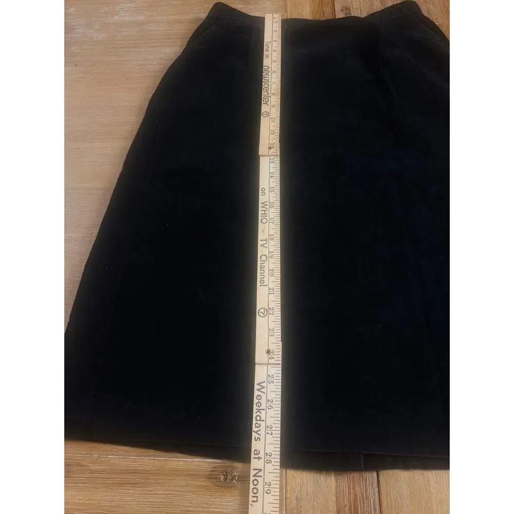 VTG Country Suburbans Black Corduroy Pencil Midi Skirt USA Womens Size 2 - 25in
